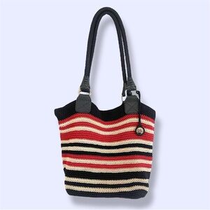 The Sak Cambria Anthem Shoulder Bag Tote Crochet Red White & Blue